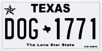 TX license plate DOG1771
