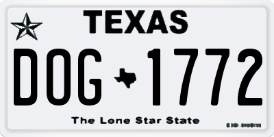 TX license plate DOG1772