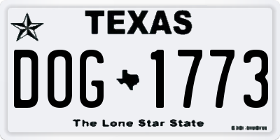 TX license plate DOG1773