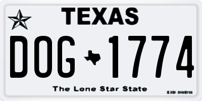 TX license plate DOG1774
