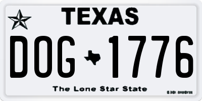 TX license plate DOG1776