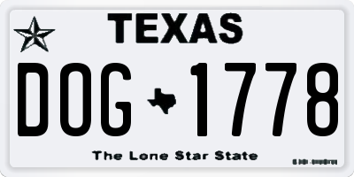 TX license plate DOG1778
