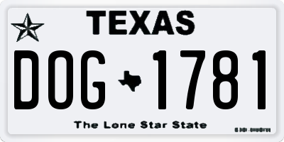 TX license plate DOG1781