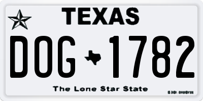 TX license plate DOG1782