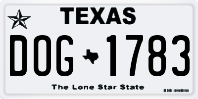 TX license plate DOG1783