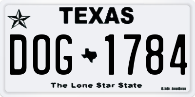 TX license plate DOG1784