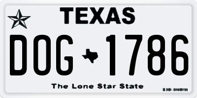 TX license plate DOG1786
