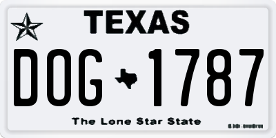 TX license plate DOG1787
