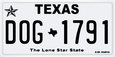 TX license plate DOG1791