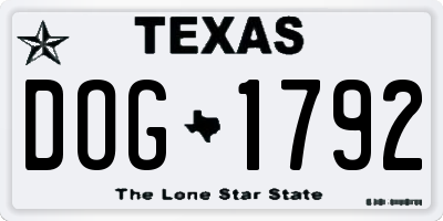 TX license plate DOG1792