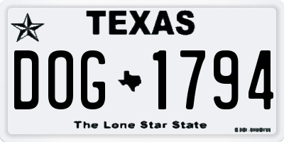 TX license plate DOG1794