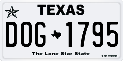 TX license plate DOG1795