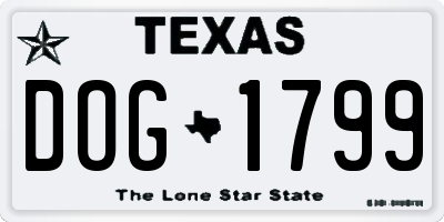 TX license plate DOG1799