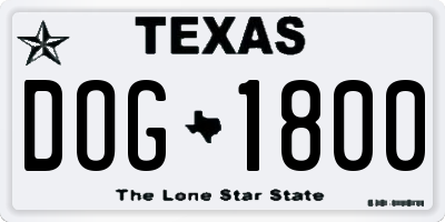 TX license plate DOG1800
