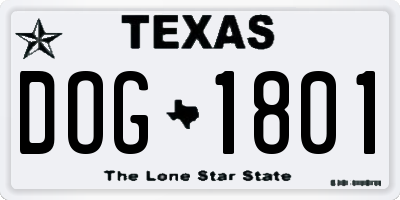 TX license plate DOG1801
