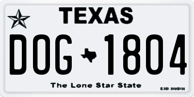 TX license plate DOG1804