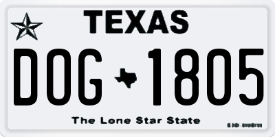 TX license plate DOG1805