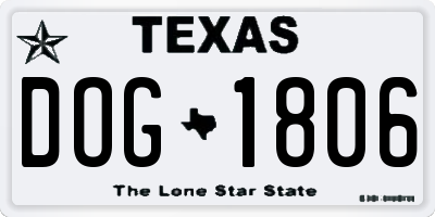 TX license plate DOG1806