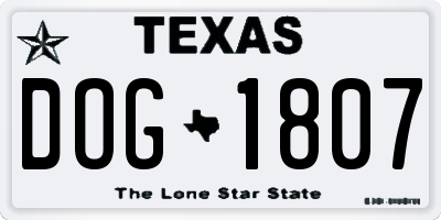 TX license plate DOG1807