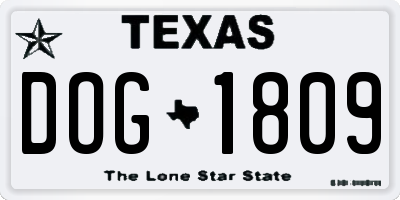TX license plate DOG1809
