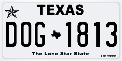 TX license plate DOG1813