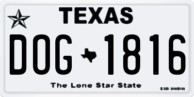 TX license plate DOG1816