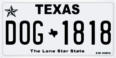 TX license plate DOG1818