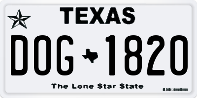 TX license plate DOG1820