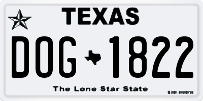 TX license plate DOG1822