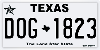TX license plate DOG1823