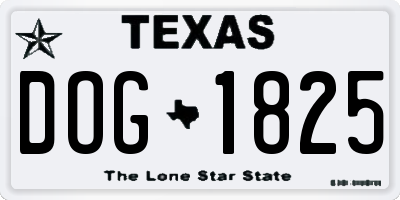 TX license plate DOG1825