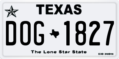 TX license plate DOG1827