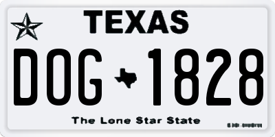 TX license plate DOG1828