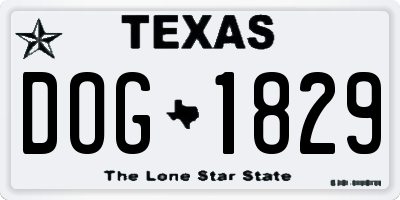 TX license plate DOG1829
