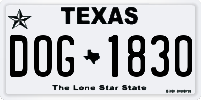 TX license plate DOG1830