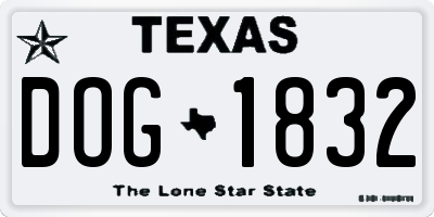 TX license plate DOG1832
