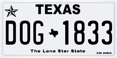 TX license plate DOG1833
