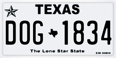 TX license plate DOG1834