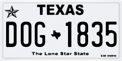 TX license plate DOG1835