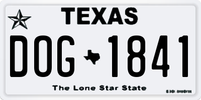 TX license plate DOG1841
