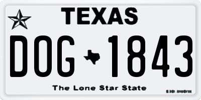 TX license plate DOG1843