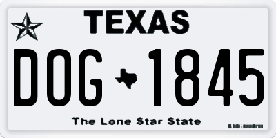 TX license plate DOG1845
