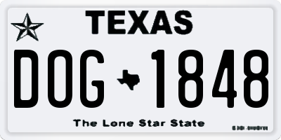 TX license plate DOG1848