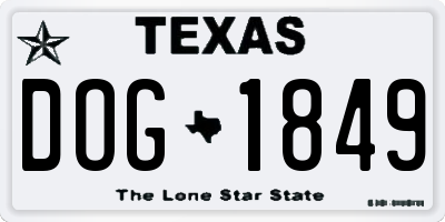 TX license plate DOG1849