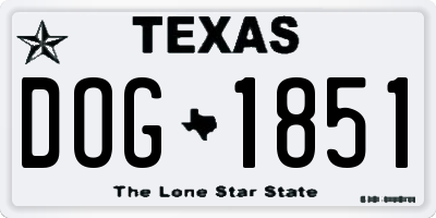 TX license plate DOG1851
