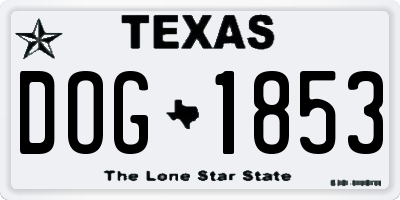 TX license plate DOG1853