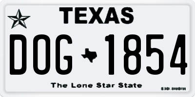 TX license plate DOG1854