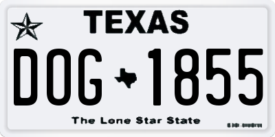 TX license plate DOG1855