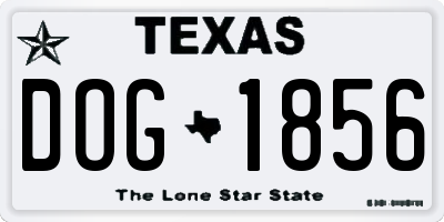 TX license plate DOG1856