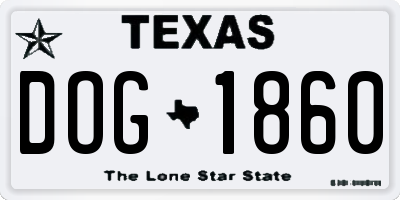 TX license plate DOG1860